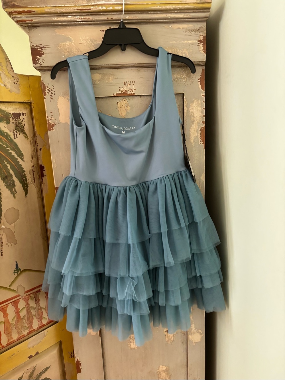 Cynthia Rowley Dusty Blue Tiered Tulle women Dress